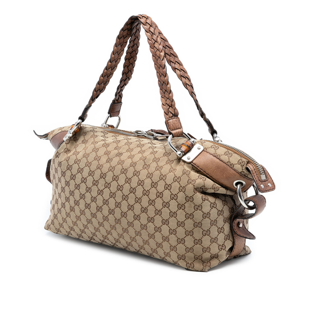 Pre-Loved Gucci Medium GG Canvas Bamboo Bar Tote - Picture 2 of 7